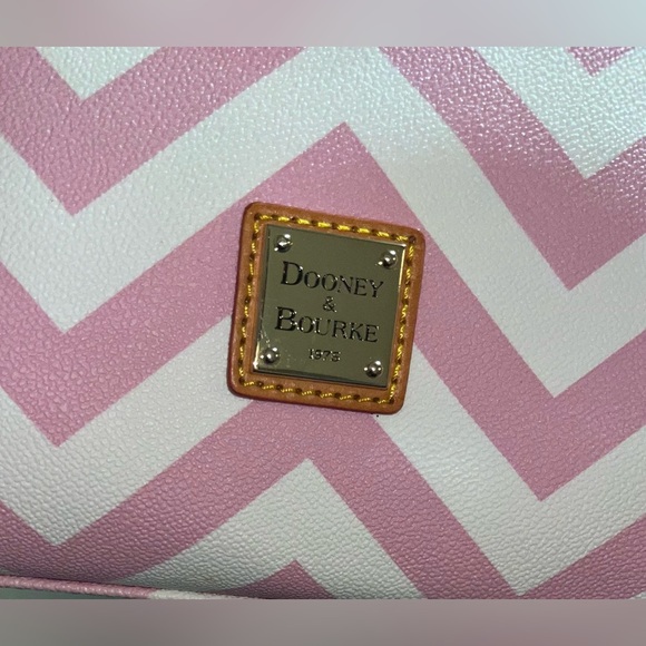 Dooney & Bourke Pink and White Chevron Bag With Red Interior purse - Picture 6 of 16